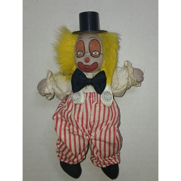Miniature Clown Doll Mime Hubao Red And White Clown Sand Cute Holloween - Picture 7 of 8